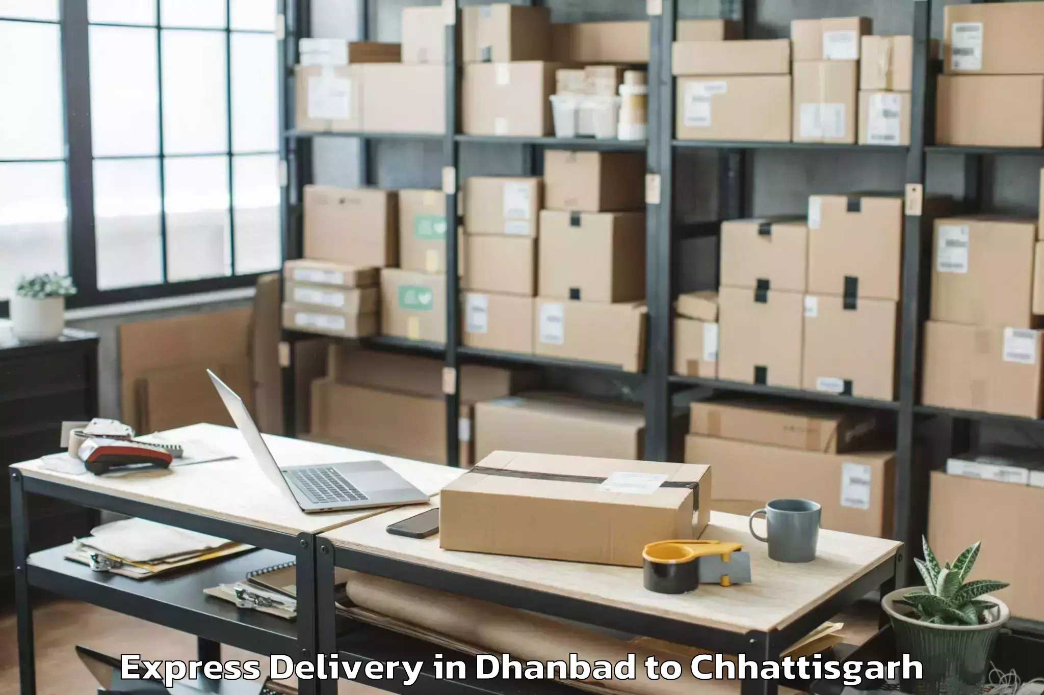 Trusted Dhanbad to Icfai University Raipur Durg Express Delivery